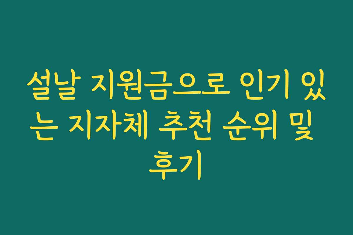 설날 지원금으로 인기 있는 지자체 추천 순위 및 후기