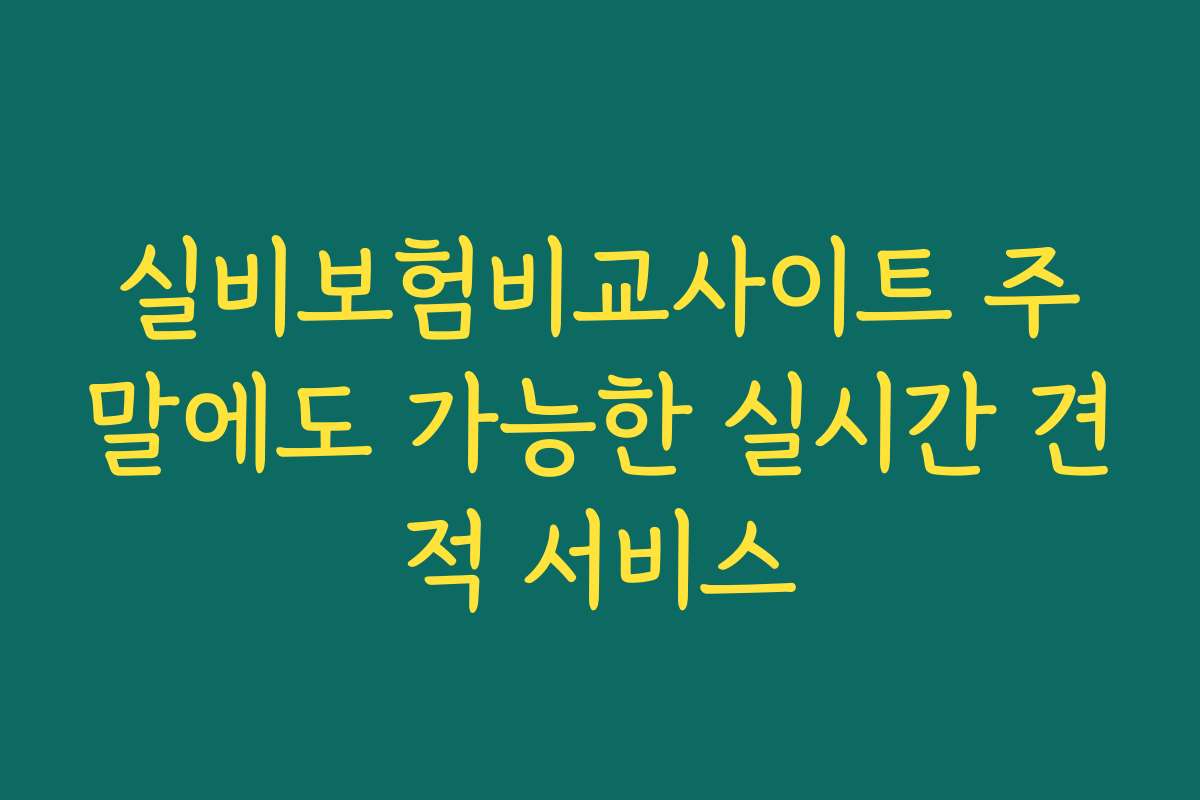 실비보험비교사이트 주말에도 가능한 실시간 견적 서비스