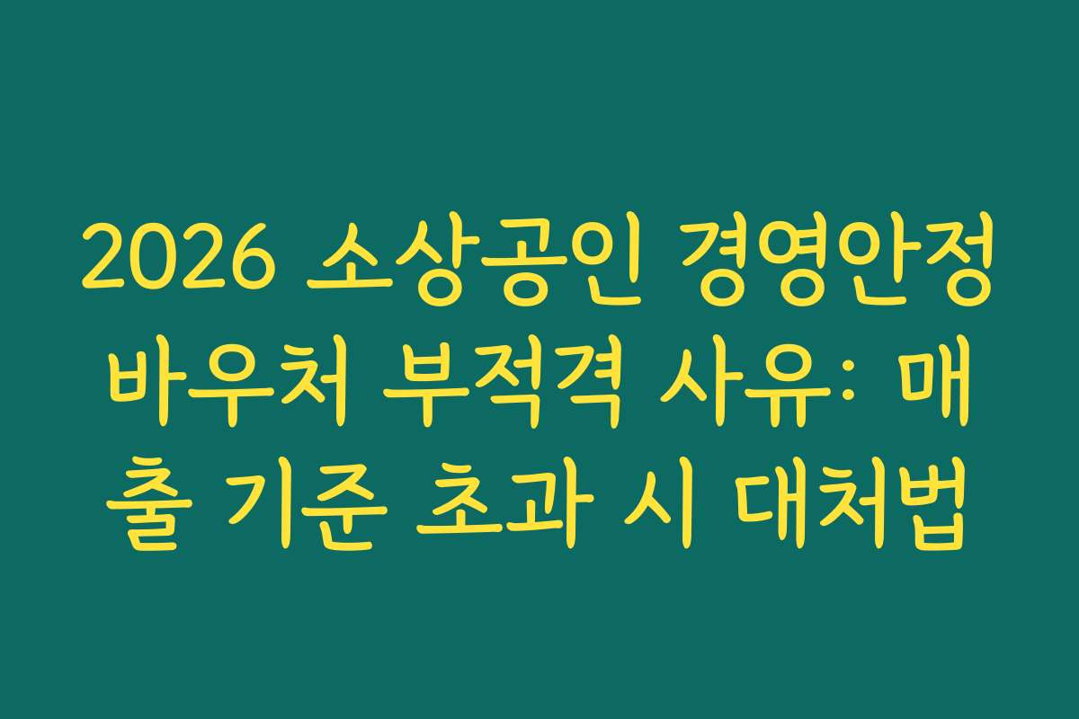 2026 소상공인 경영안정바우처 부적격 사유: 매출 기준 초과 시 대처법