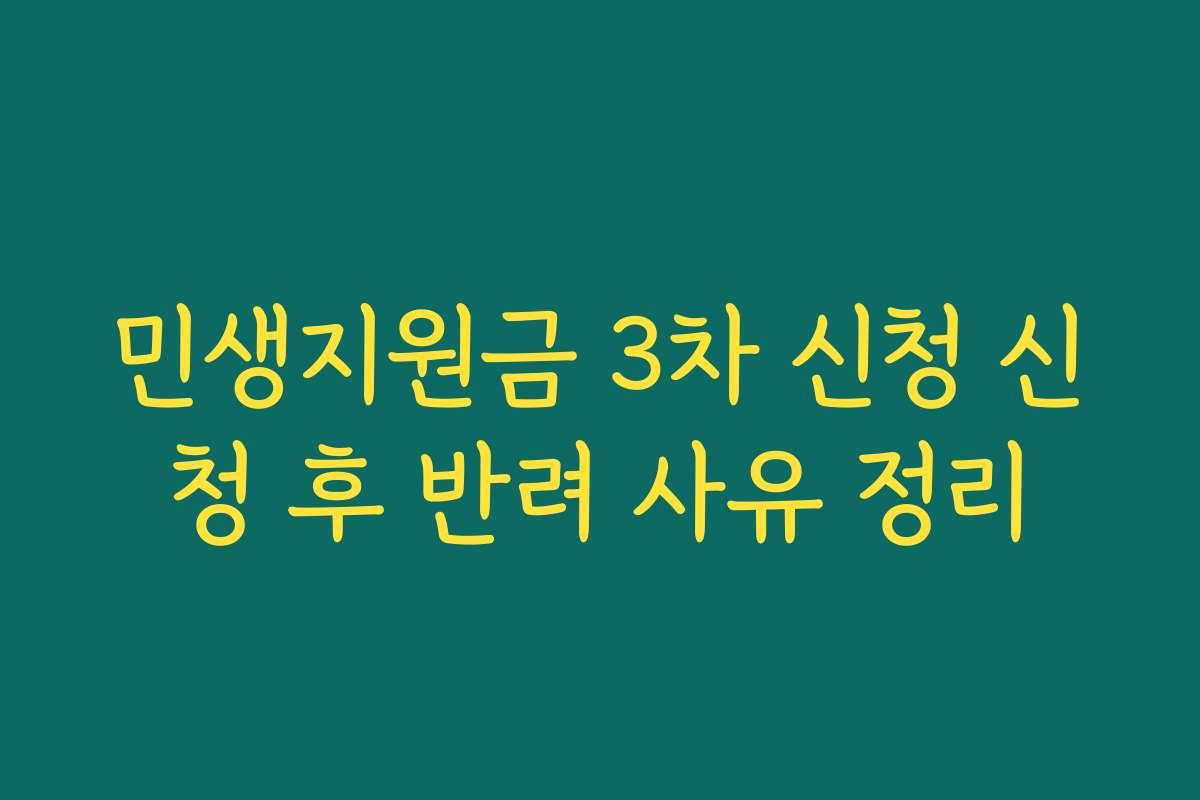 민생지원금 3차 신청 신청 후 반려 사유 정리