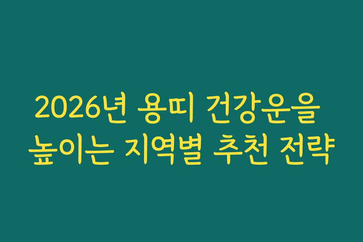 2026년 용띠 건강운을 높이는 지역별 추천 전략