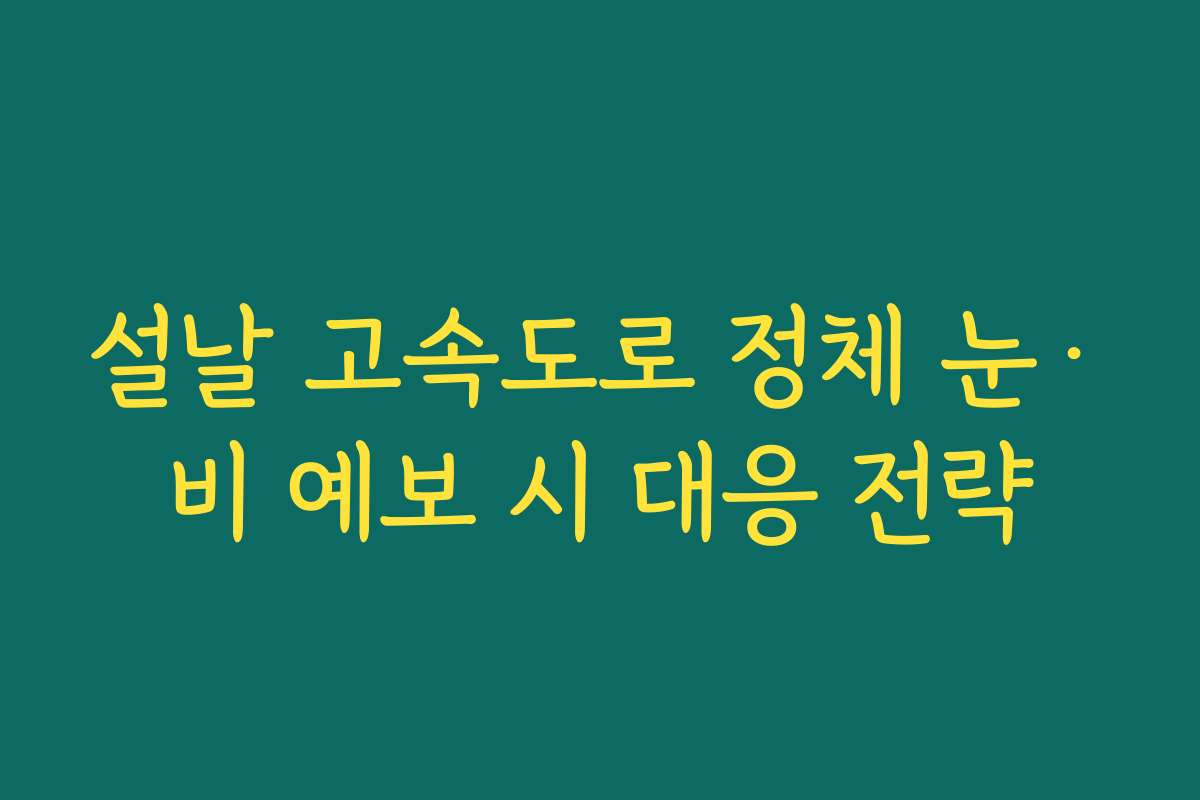 설날 고속도로 정체 눈·비 예보 시 대응 전략