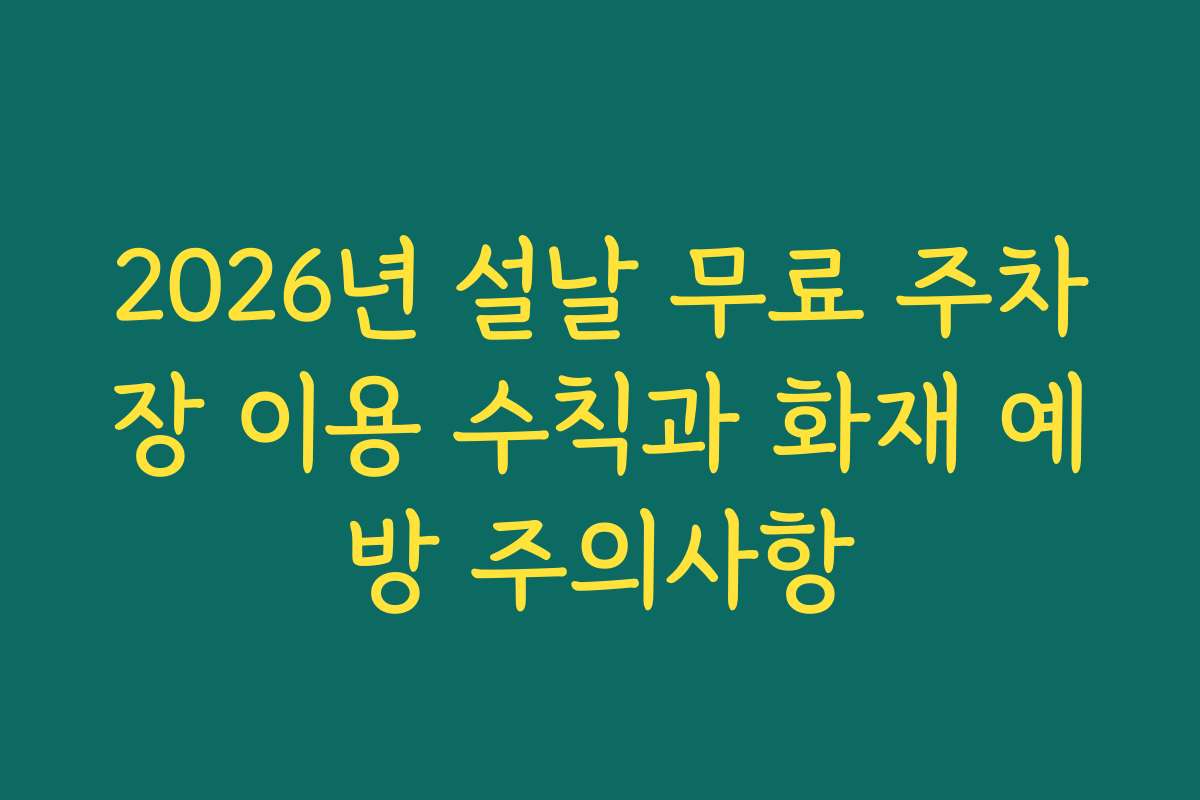 2026년 설날 무료 주차장 이용 수칙과 화재 예방 주의사항