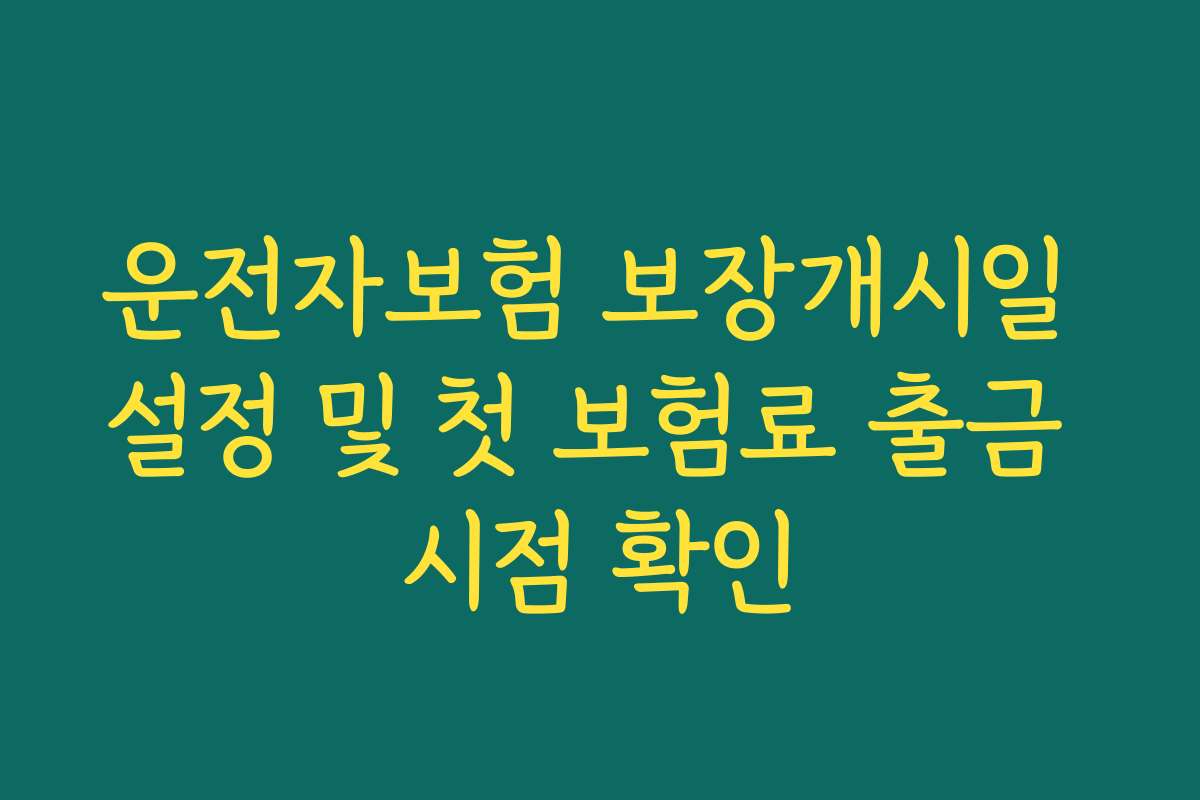 운전자보험 보장개시일 설정 및 첫 보험료 출금 시점 확인