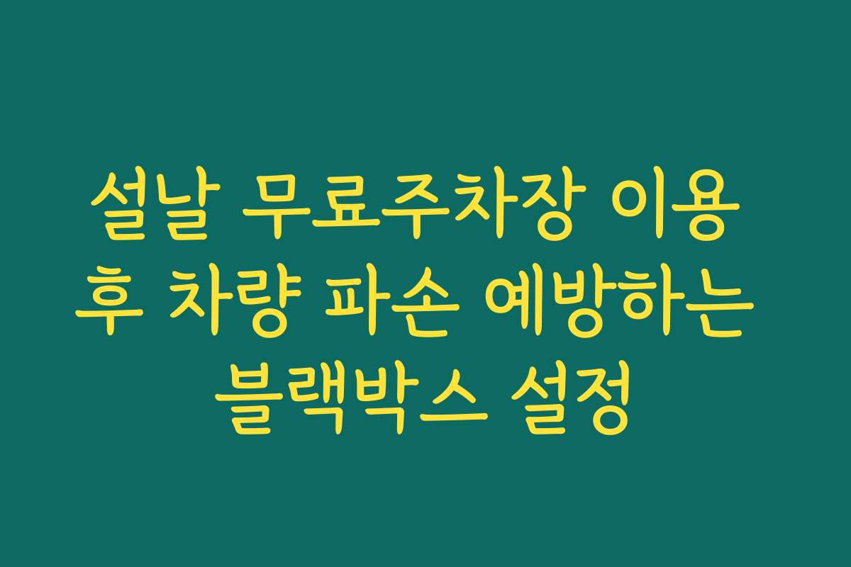 설날 무료주차장 이용 후 차량 파손 예방하는 블랙박스 설정