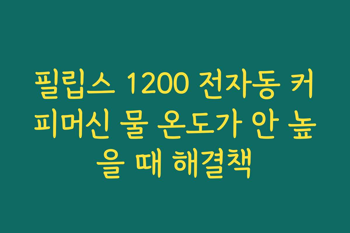 필립스 1200 전자동 커피머신 물 온도가 안 높을 때 해결책