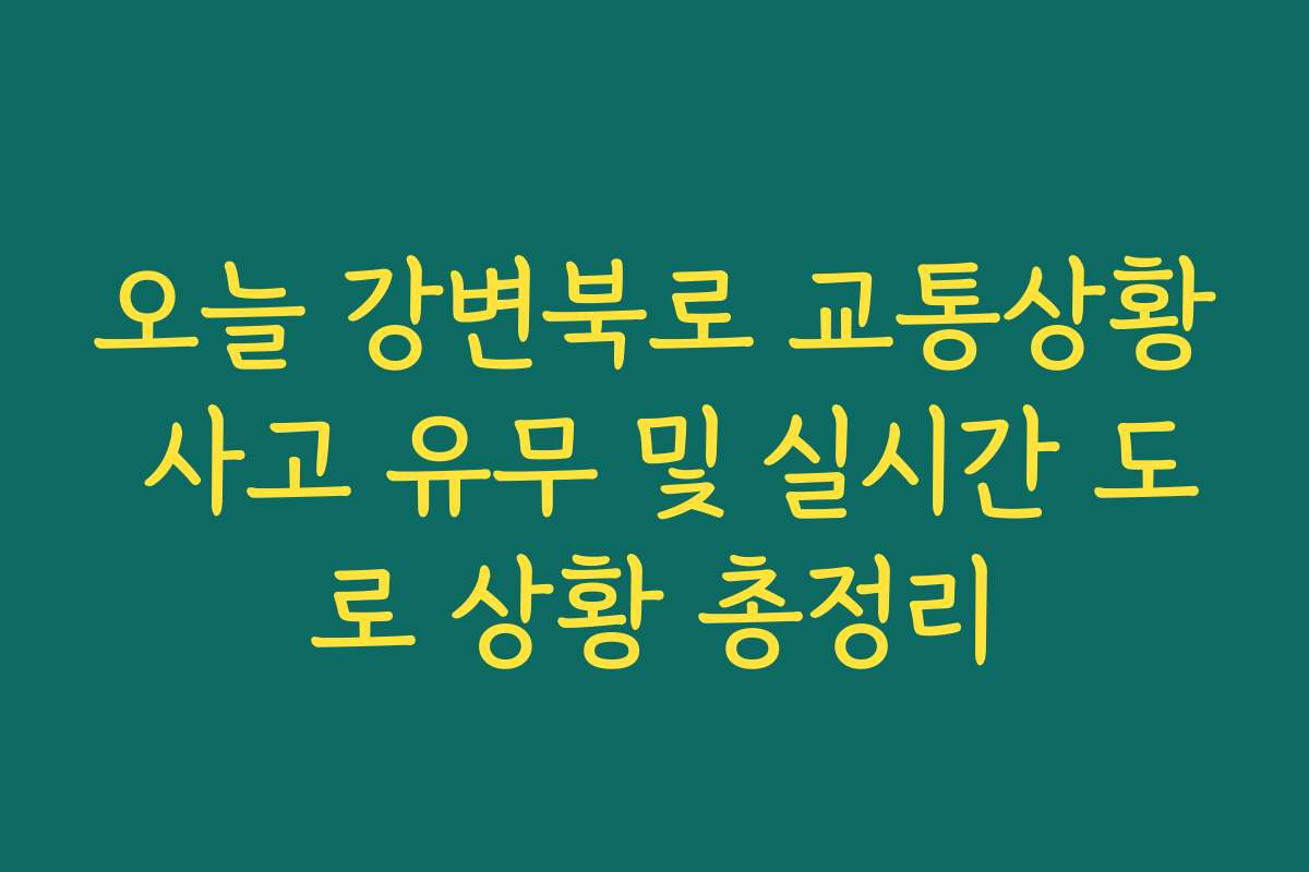 오늘 강변북로 교통상황 사고 유무 및 실시간 도로 상황 총정리