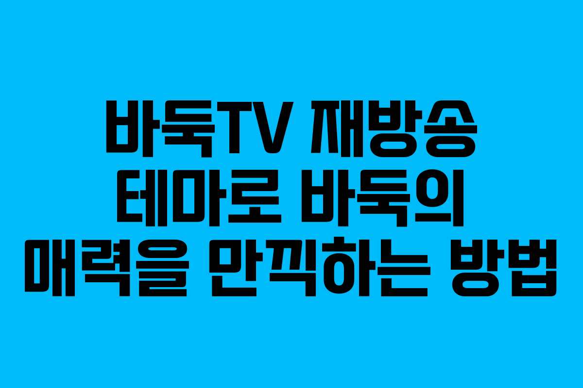 바둑TV 재방송 테마로 바둑의 매력을 만끽하는 방법