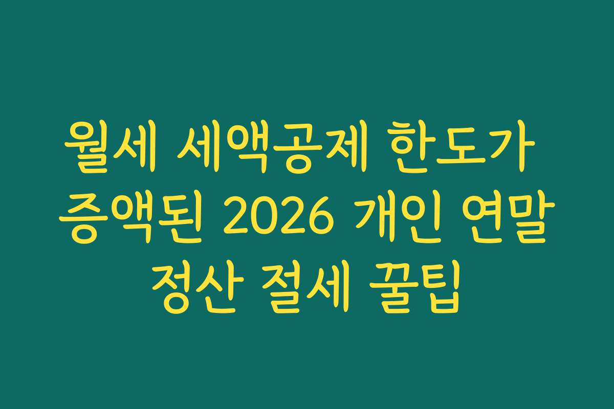 월세 세액공제 한도가 증액된 2026 개인 연말정산 절세 꿀팁