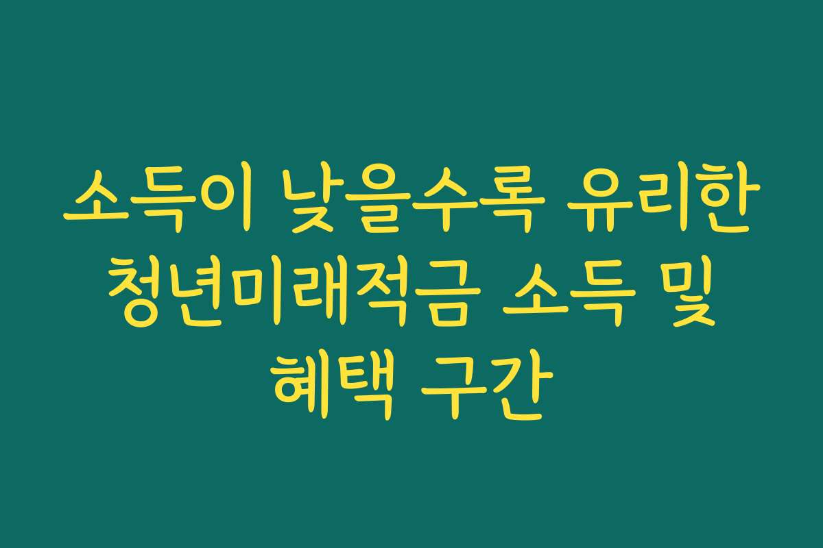 소득이 낮을수록 유리한 청년미래적금 소득 및 혜택 구간
