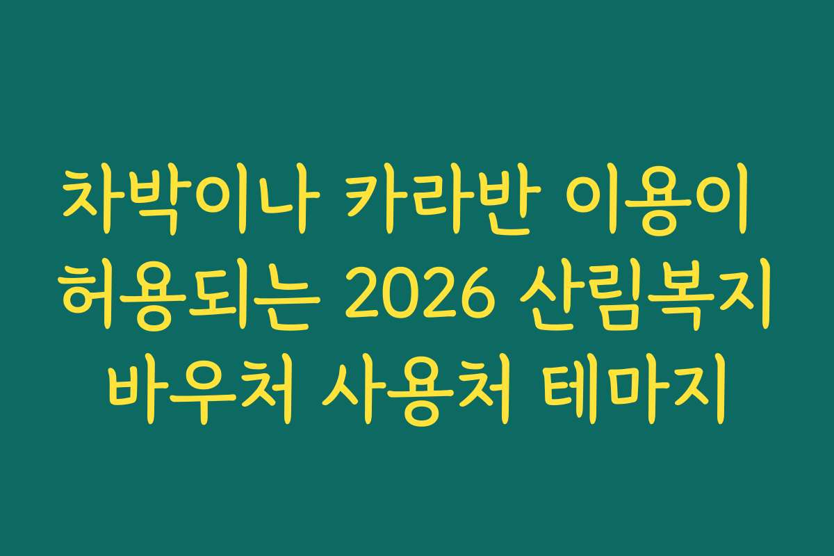 차박이나 카라반 이용이 허용되는 2026 산림복지바우처 사용처 테마지
