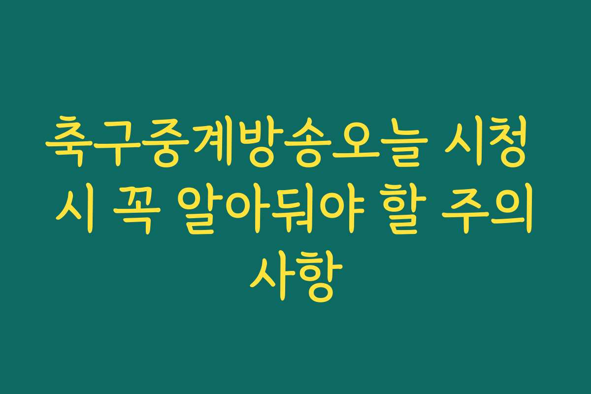 축구중계방송오늘 시청 시 꼭 알아둬야 할 주의사항