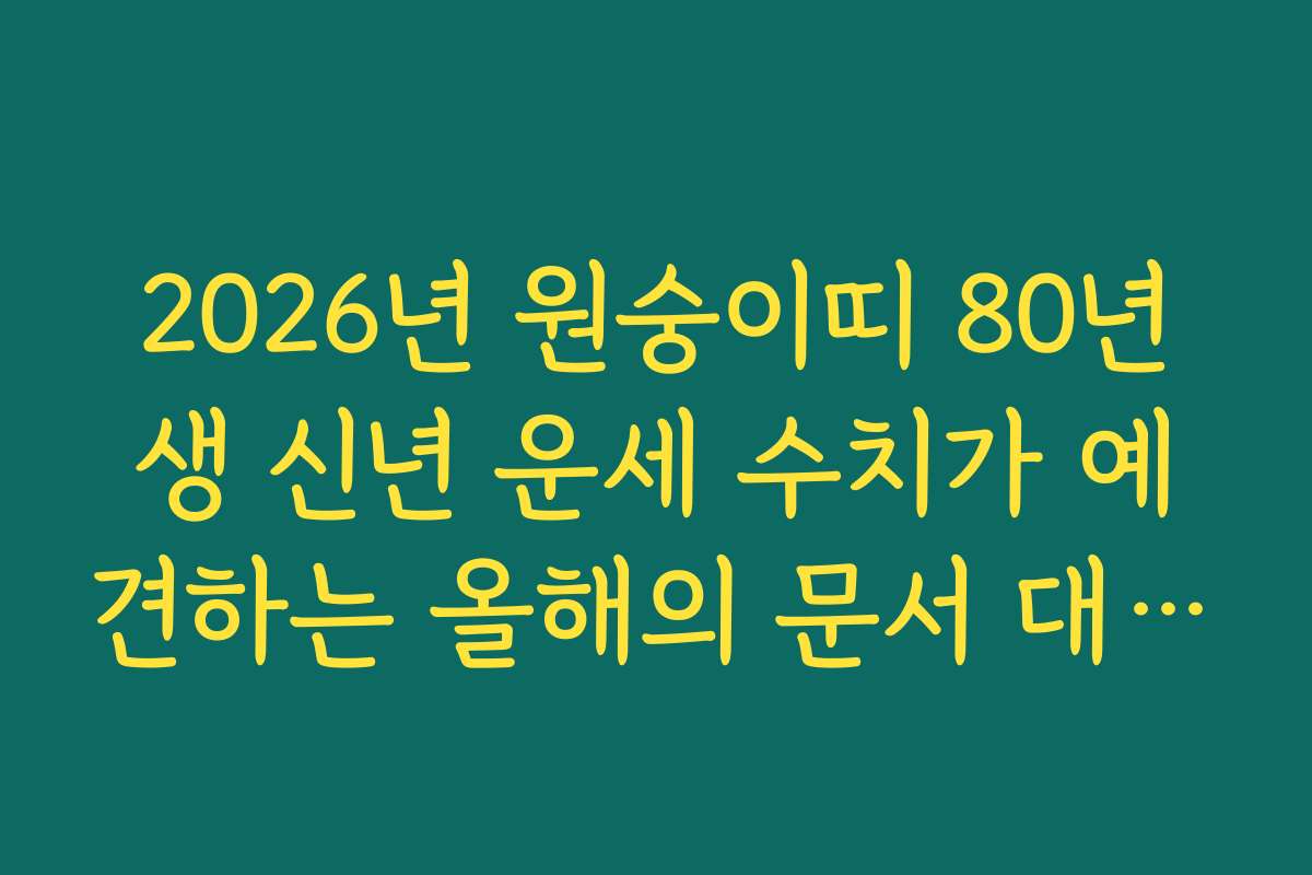 2026년 원숭이띠 80년생 신년 운세 수치가 예견하는 올해의 문서 대박 사건