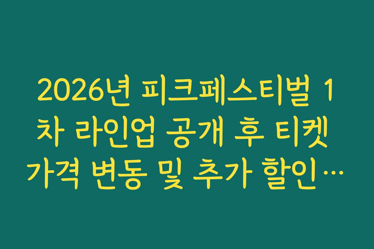 2026년 피크페스티벌 1차 라인업 공개 후 티켓 가격 변동 및 추가 할인 혜택 정리