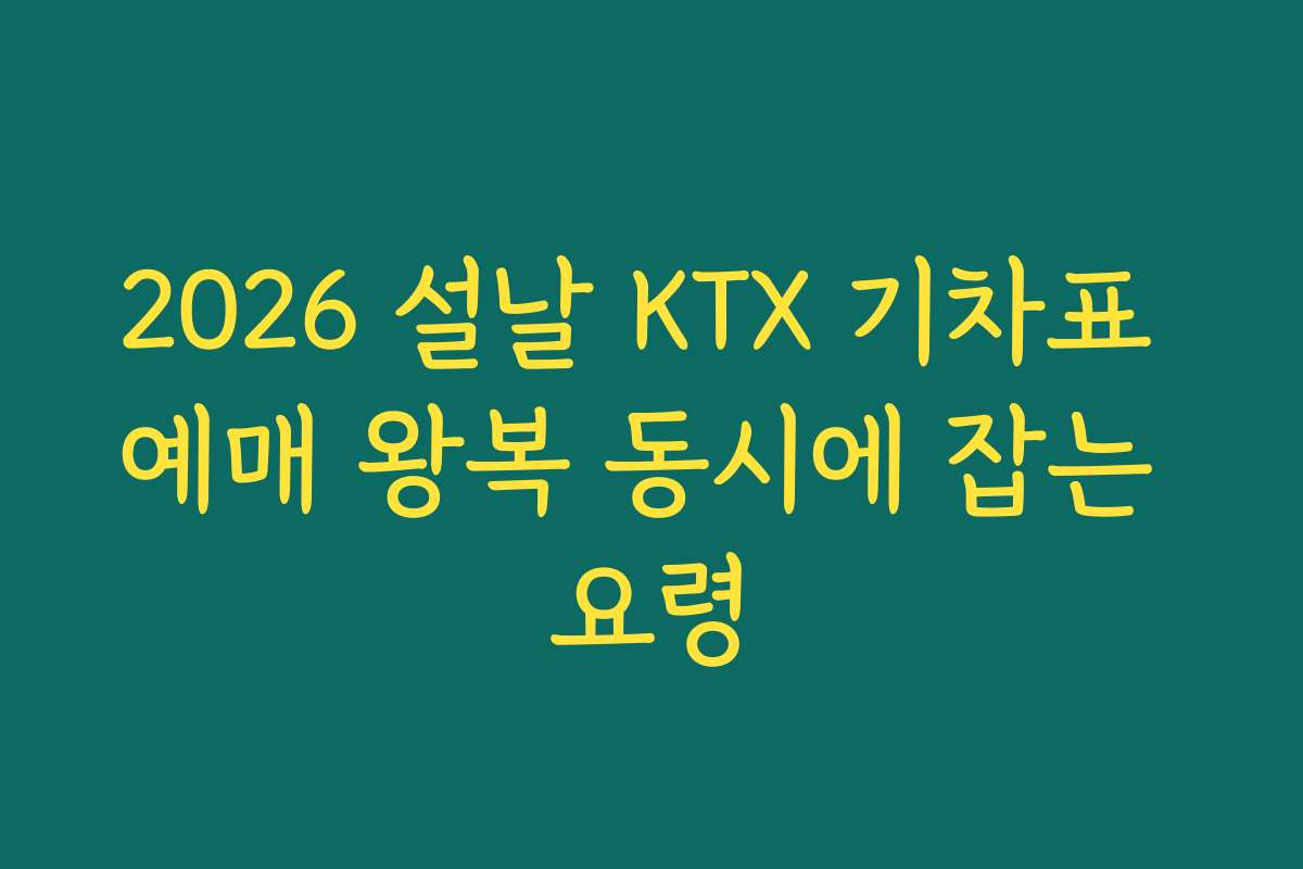 2026 설날 KTX 기차표 예매 왕복 동시에 잡는 요령