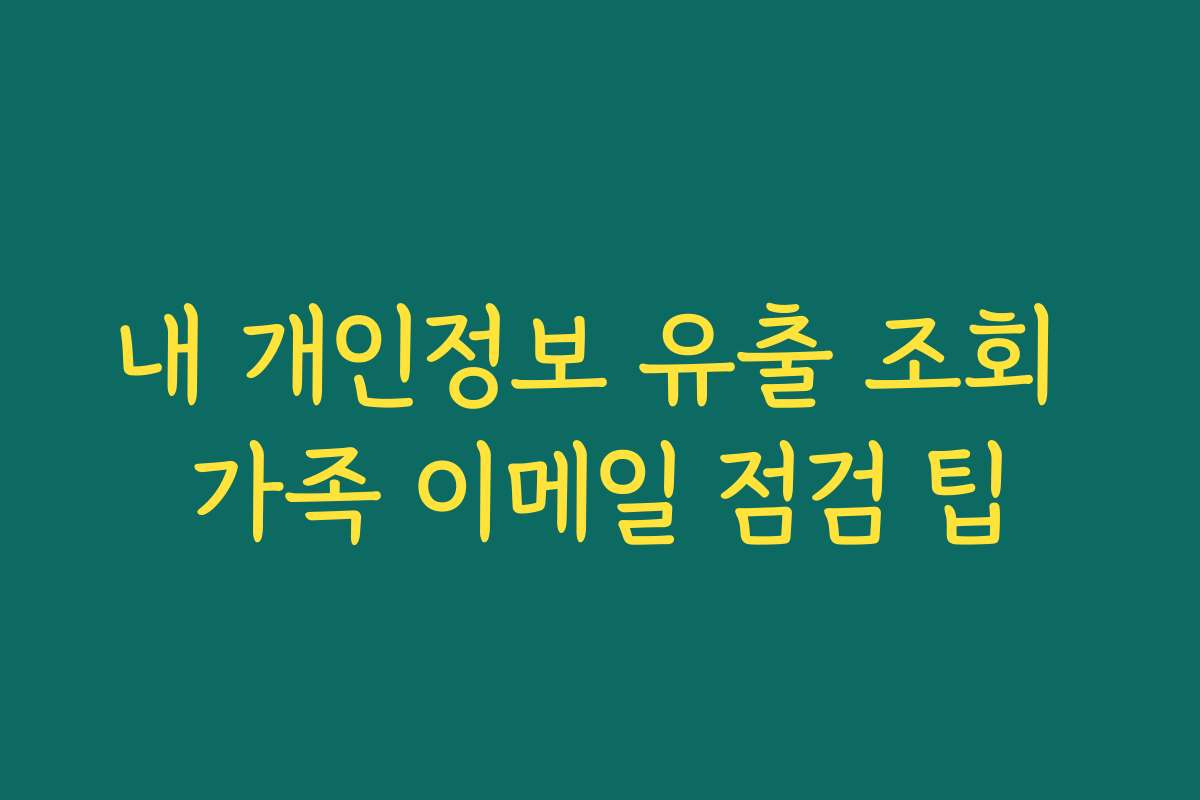 내 개인정보 유출 조회 가족 이메일 점검 팁