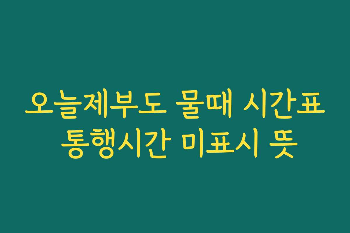 오늘제부도 물때 시간표 통행시간 미표시 뜻