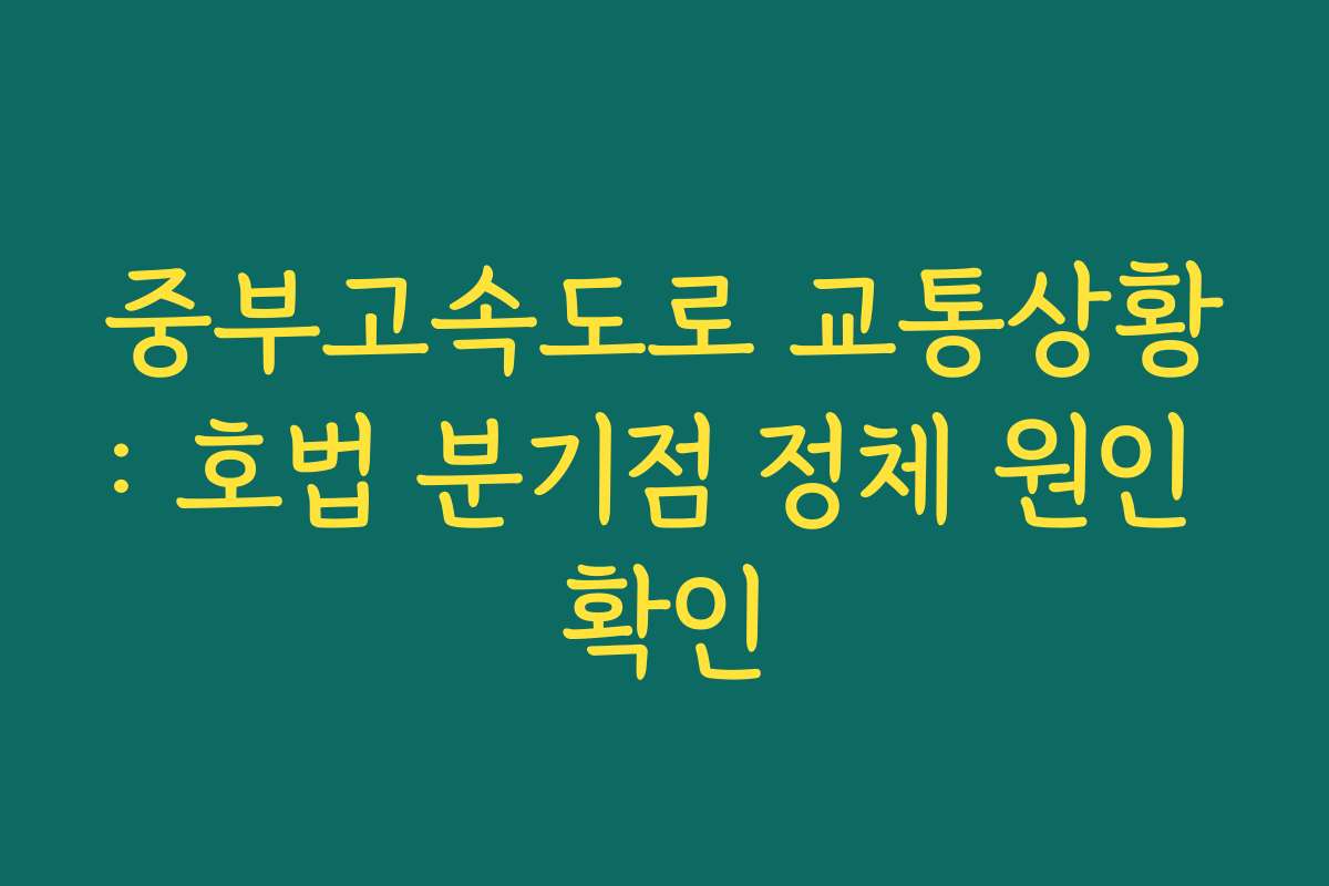 중부고속도로 교통상황: 호법 분기점 정체 원인 확인