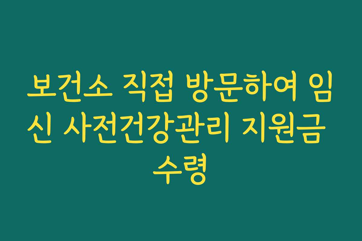 보건소 직접 방문하여 임신 사전건강관리 지원금 수령