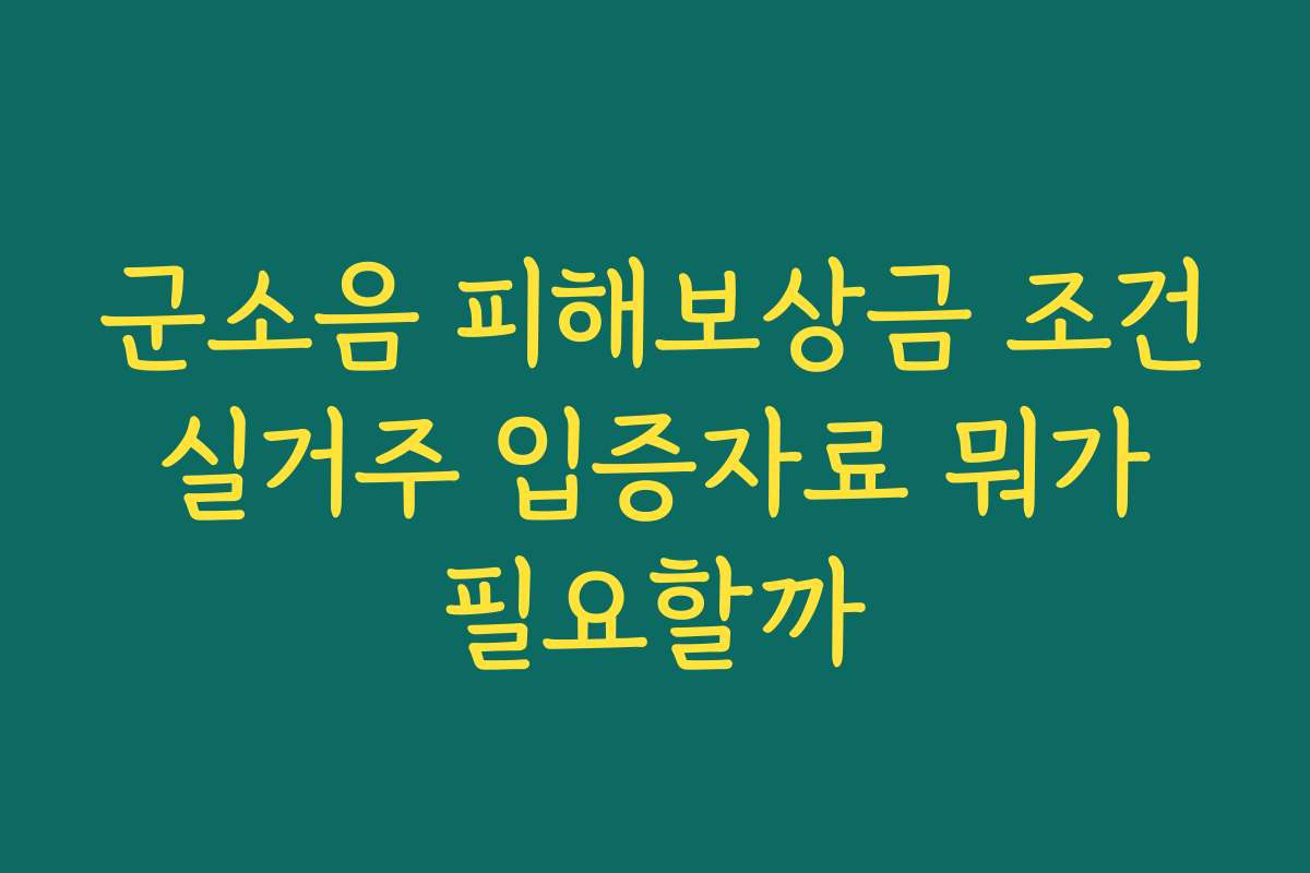 군소음 피해보상금 조건 실거주 입증자료 뭐가 필요할까