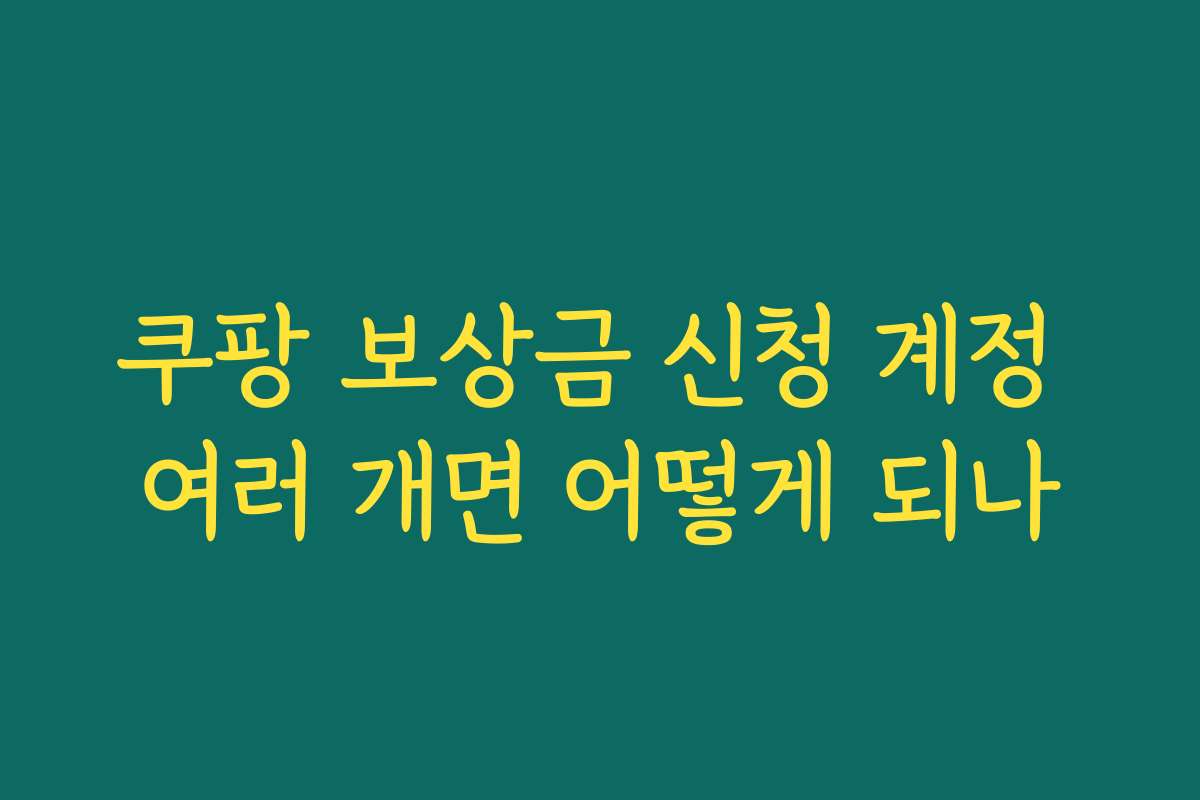 쿠팡 보상금 신청 계정 여러 개면 어떻게 되나