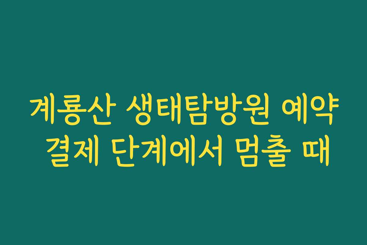 계룡산 생태탐방원 예약 결제 단계에서 멈출 때