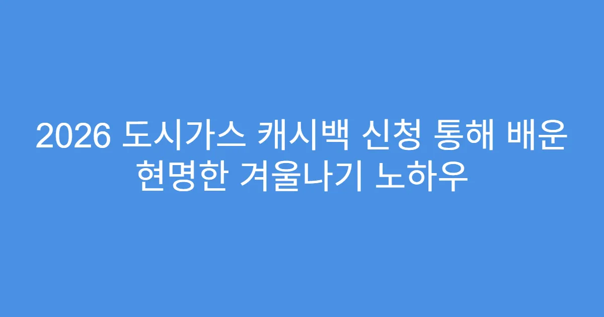 2026 도시가스 캐시백 신청 통해 배운 현명한 겨울나기 노하우