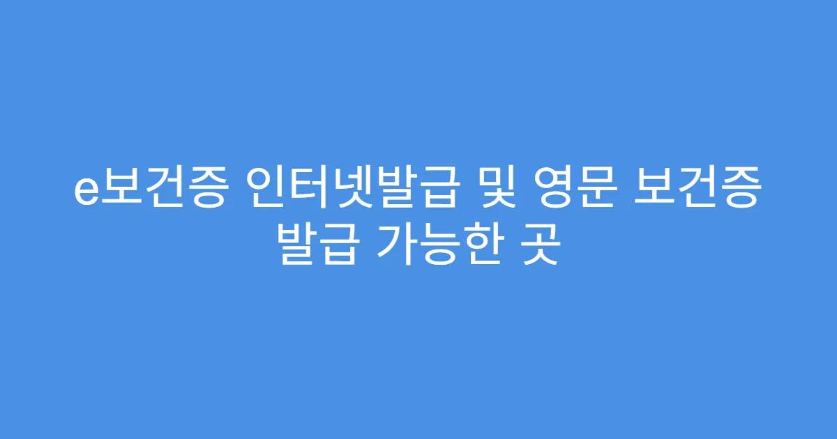 e보건증 인터넷발급 및 영문 보건증 발급 가능한 곳