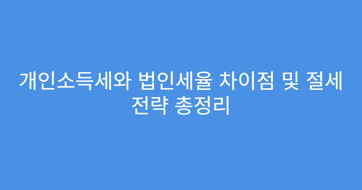 개인소득세와 법인세율 차이점 및 절세 전략 총정리