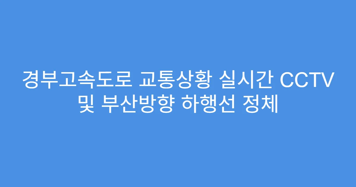 경부고속도로 교통상황 실시간 CCTV 및 부산방향 하행선 정체