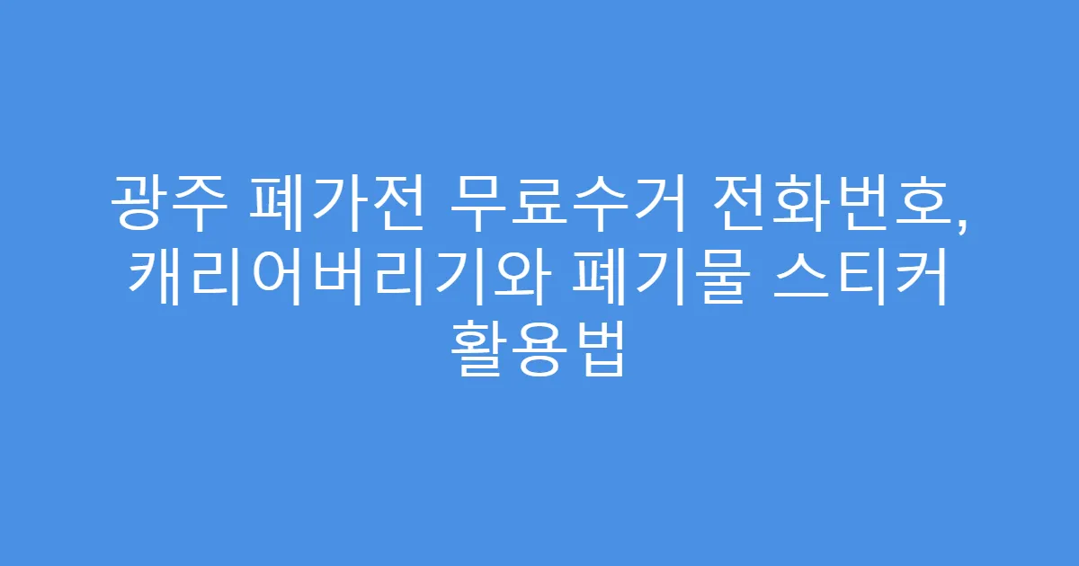 광주 폐가전 무료수거 전화번호, 캐리어버리기와 폐기물 스티커 활용법