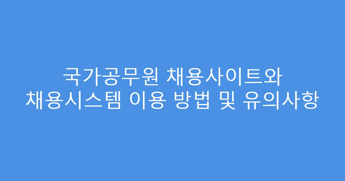 국가공무원 채용사이트와 채용시스템 이용 방법 및 유의사항