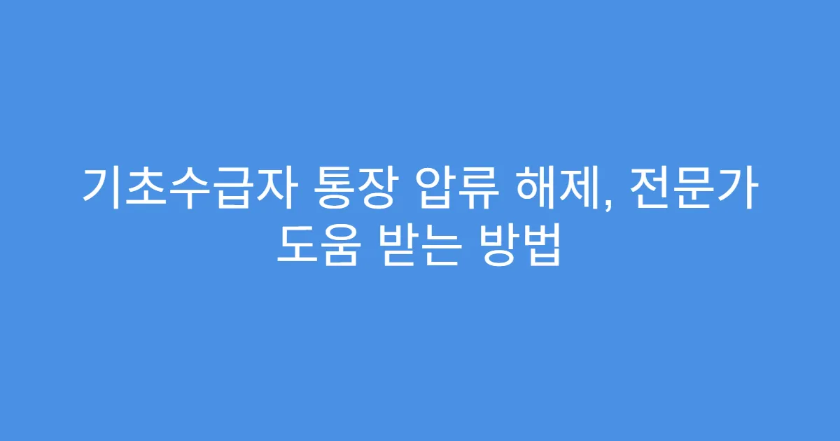 기초수급자 통장 압류 해제, 전문가 도움 받는 방법
