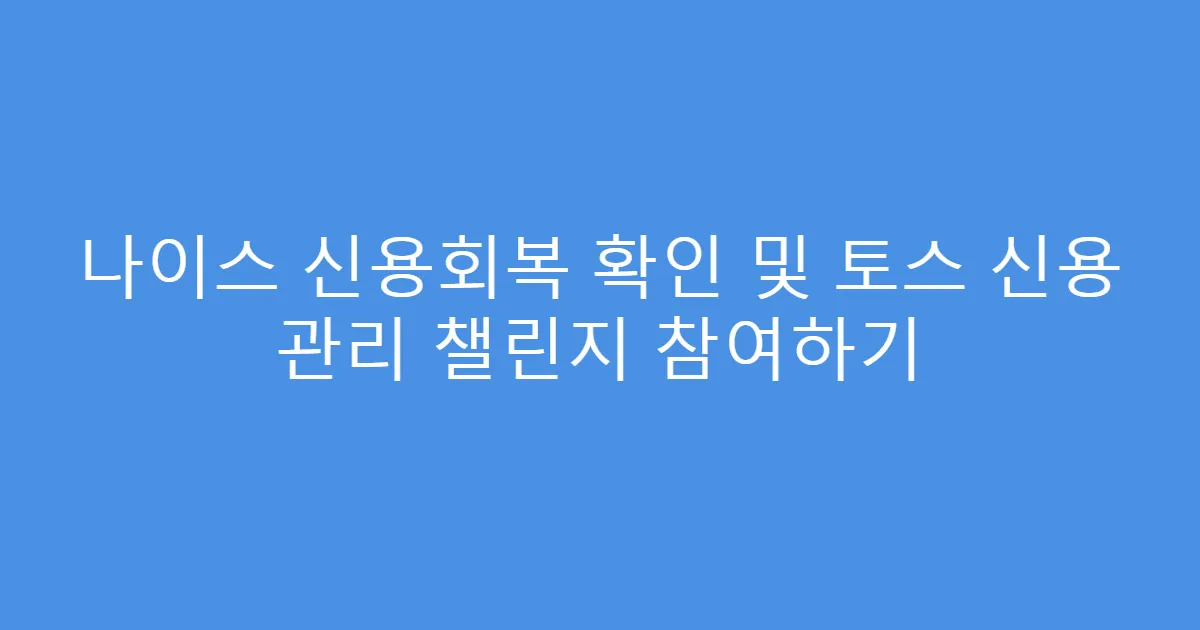 나이스 신용회복 확인 및 토스 신용 관리 챌린지 참여하기