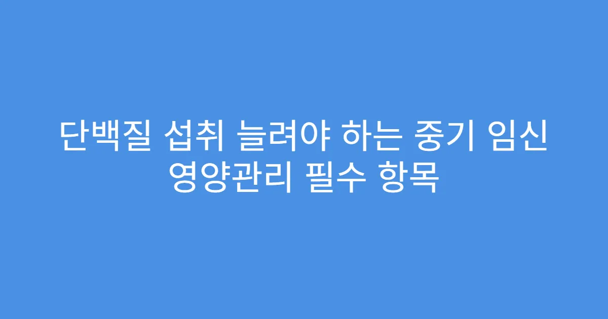 단백질 섭취 늘려야 하는 중기 임신 영양관리 필수 항목