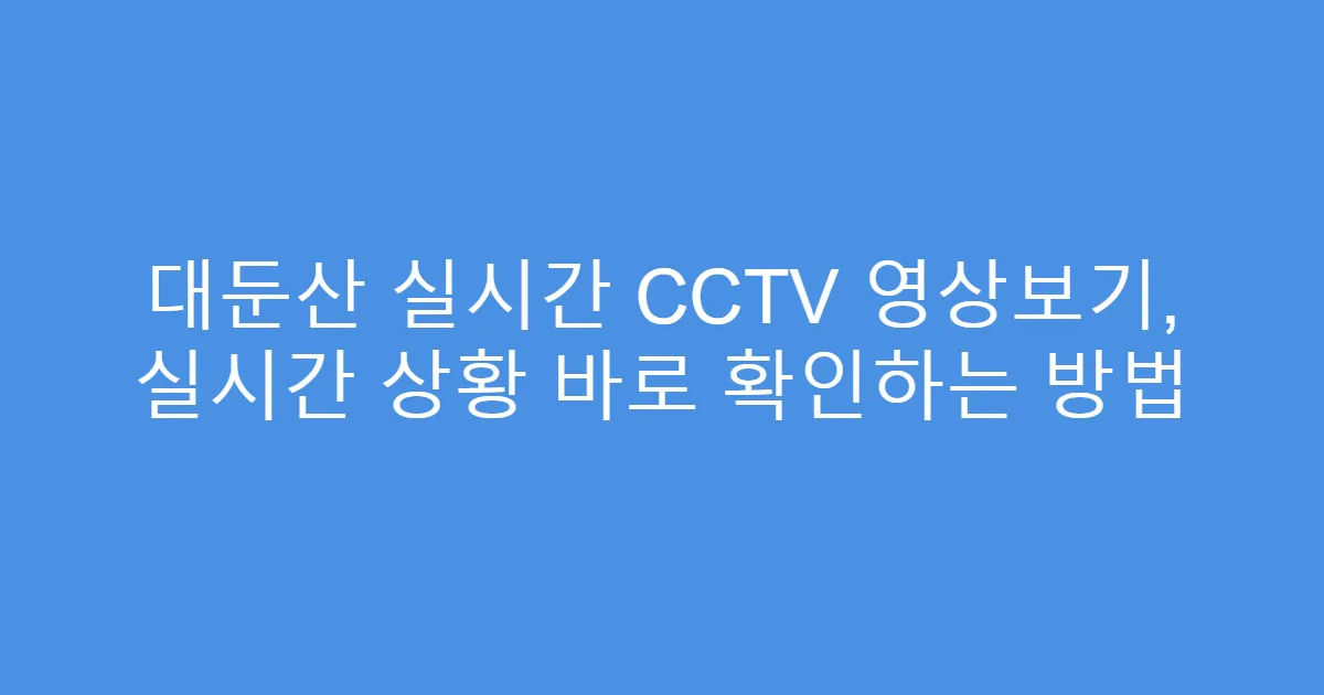 대둔산 실시간 CCTV 영상보기, 실시간 상황 바로 확인하는 방법
