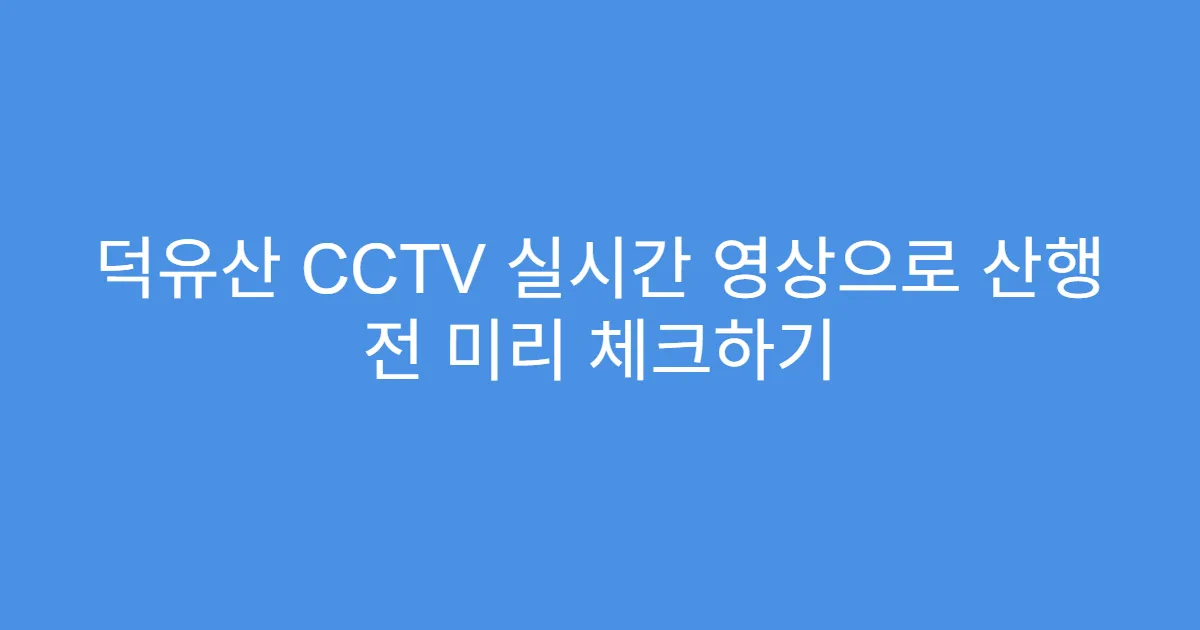 덕유산 CCTV 실시간 영상으로 산행 전 미리 체크하기