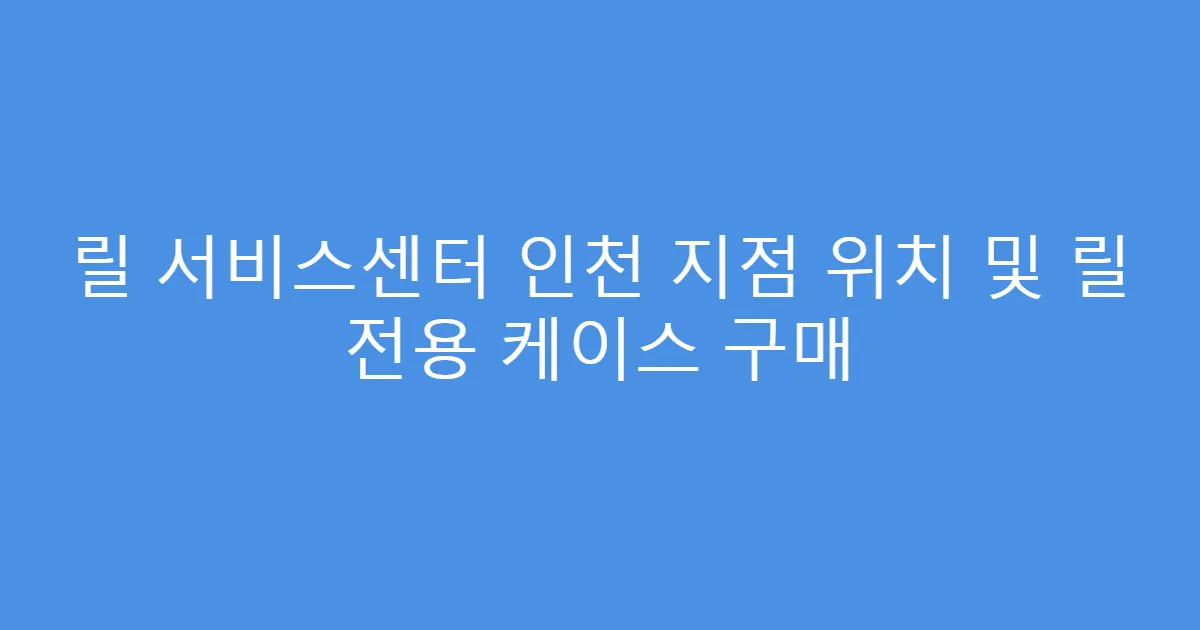 릴 서비스센터 인천 지점 위치 및 릴 전용 케이스 구매