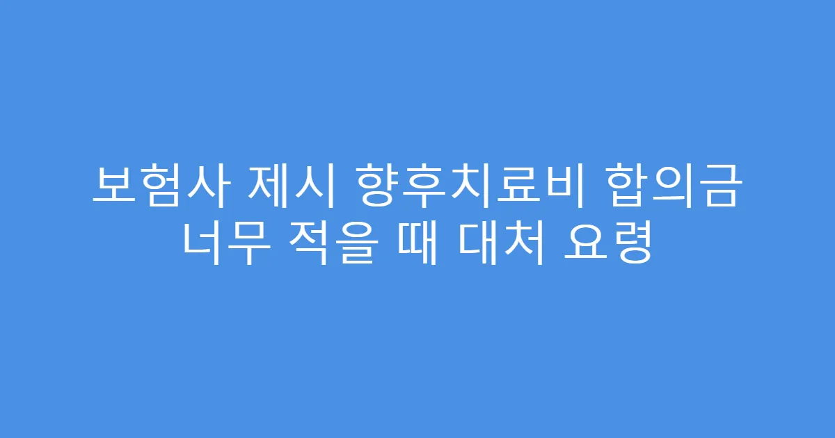 보험사 제시 향후치료비 합의금 너무 적을 때 대처 요령