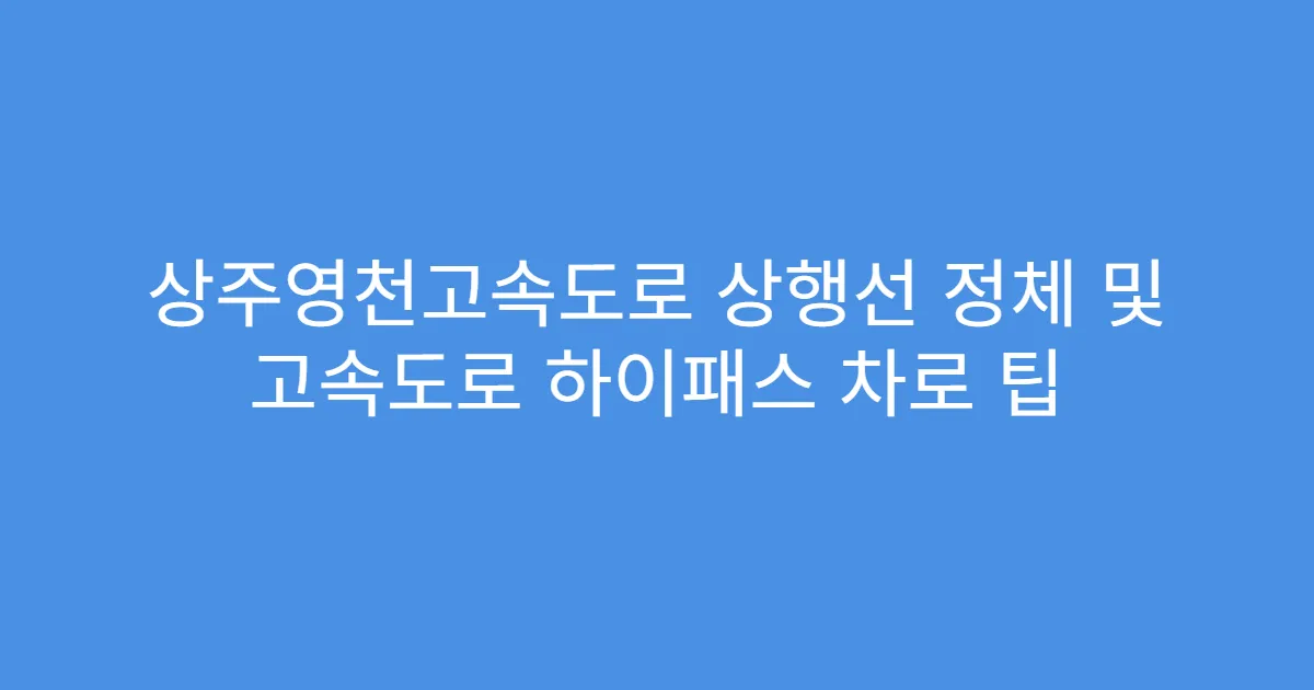 상주영천고속도로 상행선 정체 및 고속도로 하이패스 차로 팁