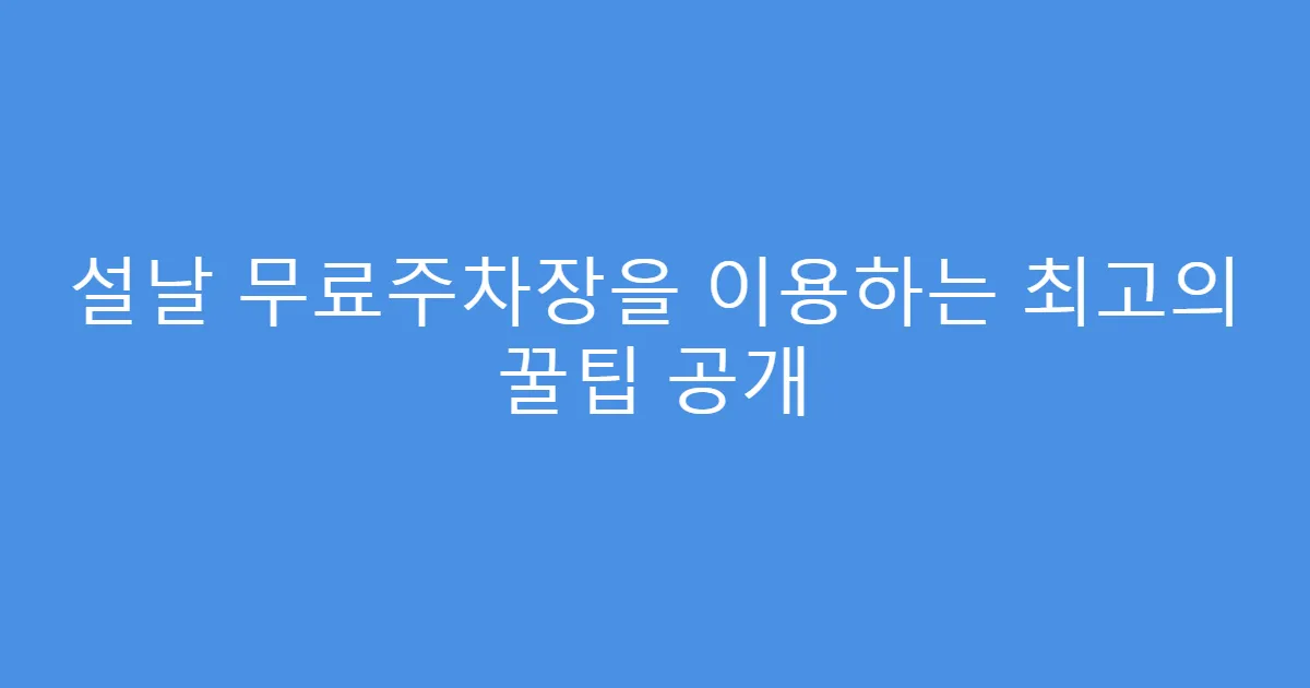 설날 무료주차장을 이용하는 최고의 꿀팁 공개