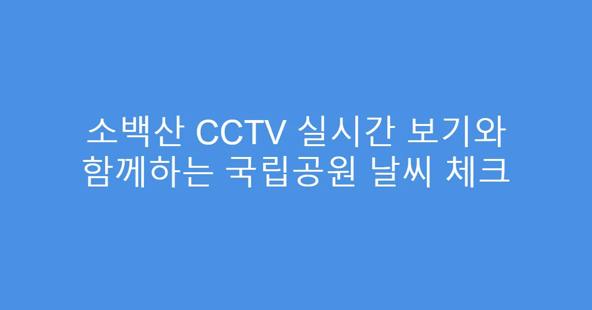 소백산 CCTV 실시간 보기와 함께하는 국립공원 날씨 체크