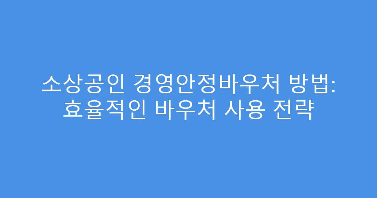 소상공인 경영안정바우처 방법: 효율적인 바우처 사용 전략