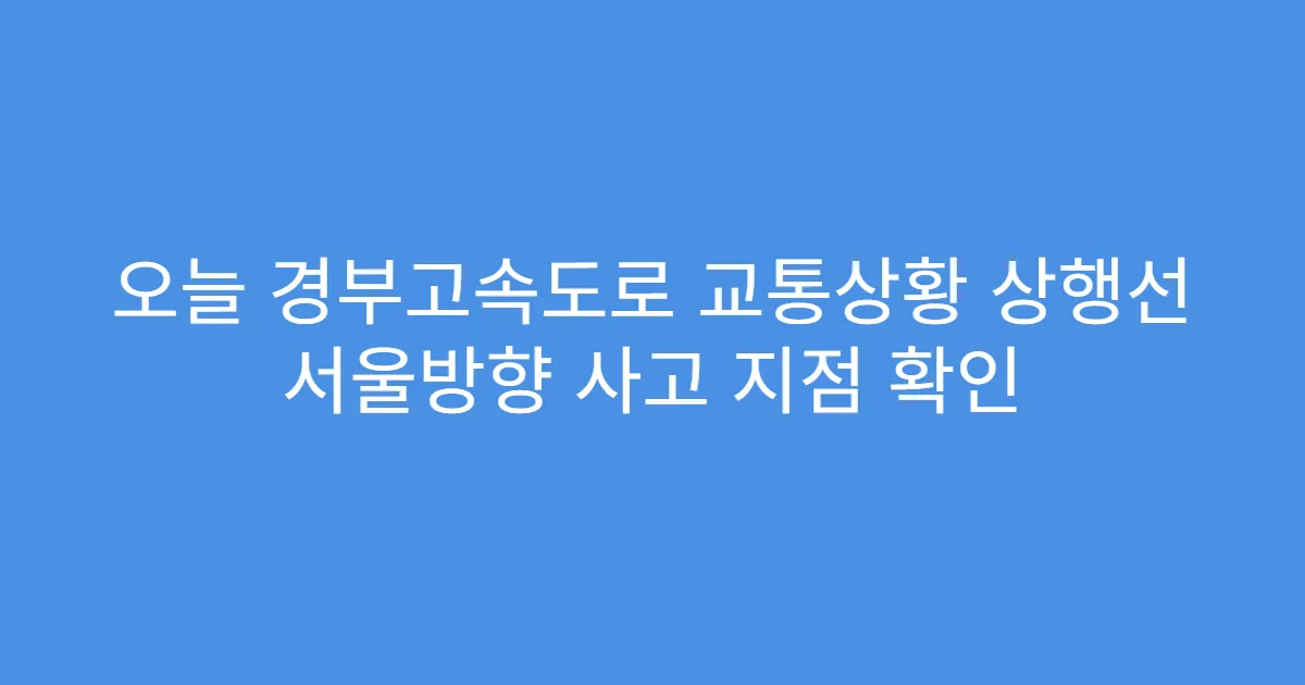 오늘 경부고속도로 교통상황 상행선 서울방향 사고 지점 확인