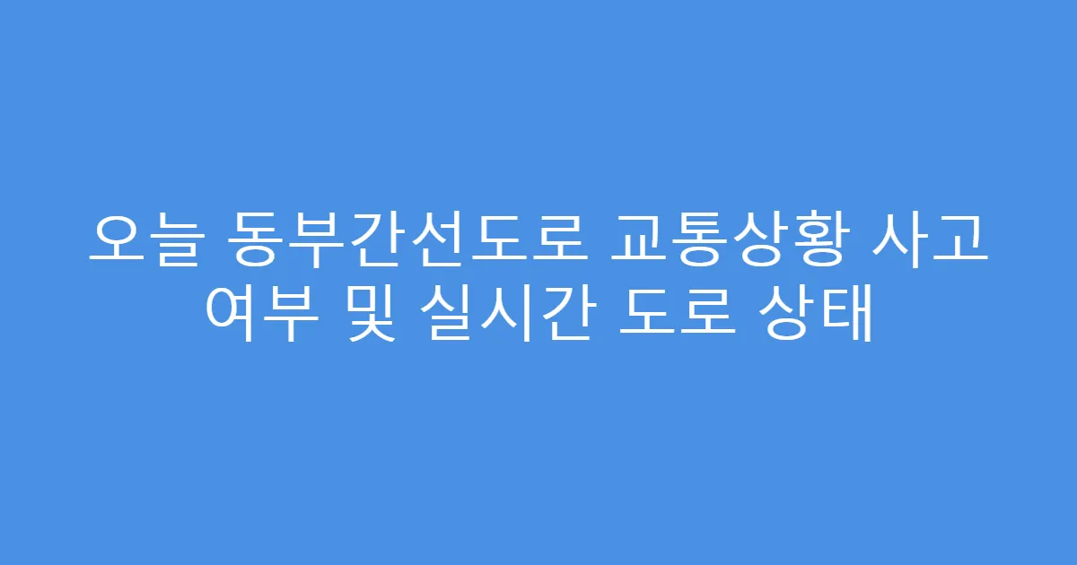 오늘 동부간선도로 교통상황 사고 여부 및 실시간 도로 상태