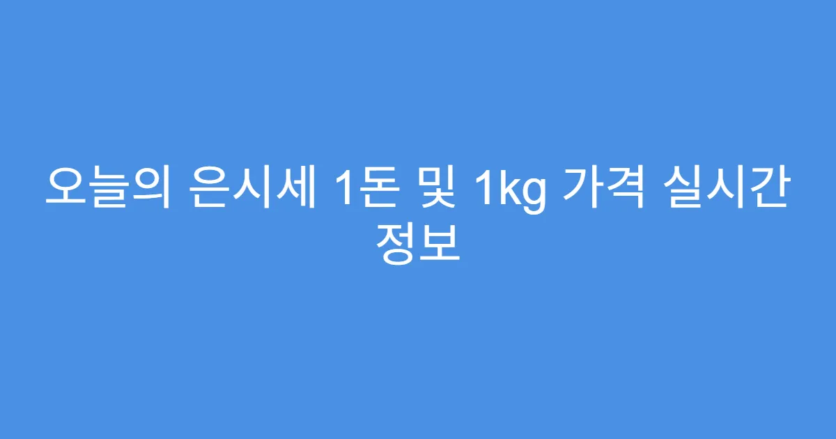 오늘의 은시세 1돈 및 1kg 가격 실시간 정보