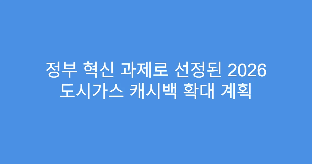 정부 혁신 과제로 선정된 2026 도시가스 캐시백 확대 계획