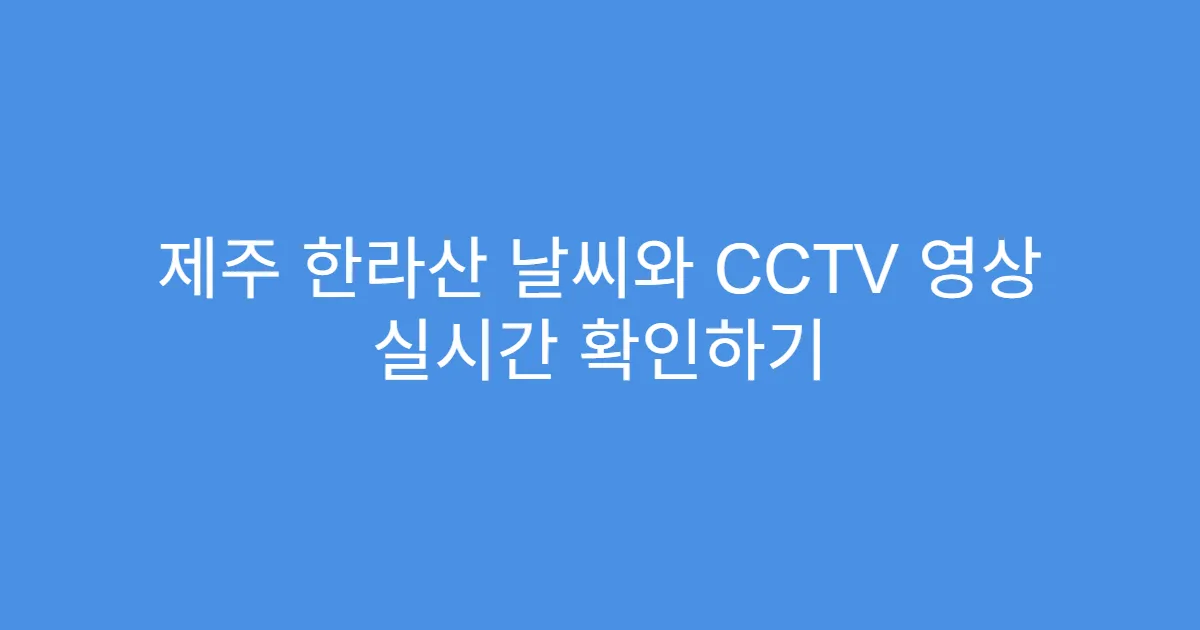 제주 한라산 날씨와 CCTV 영상 실시간 확인하기