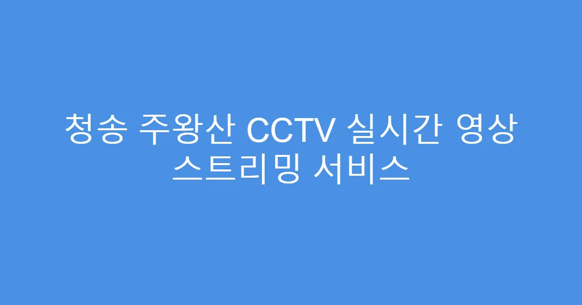 청송 주왕산 CCTV 실시간 영상 스트리밍 서비스
