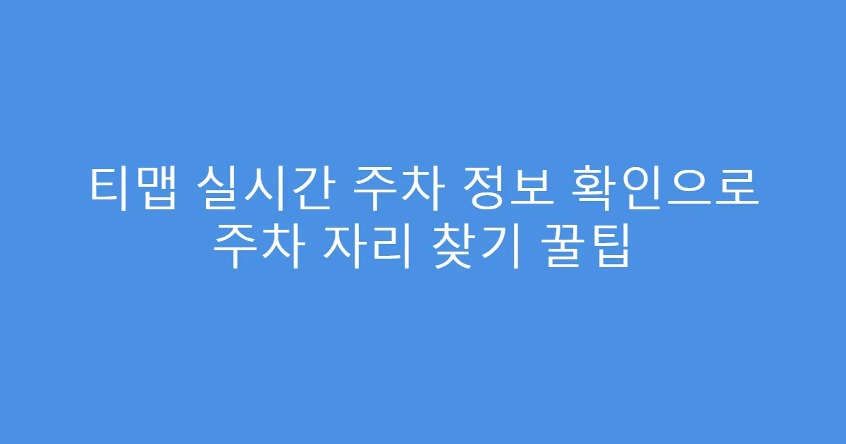 티맵 실시간 주차 정보 확인으로 주차 자리 찾기 꿀팁